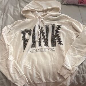 PINK Victoria's Secret Cream Hoodie Sweater